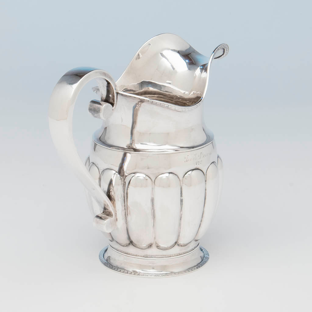 Handle on Stevens and Lakeman Antique Coin Silver Pitcher, Salem, MA, c. 1825