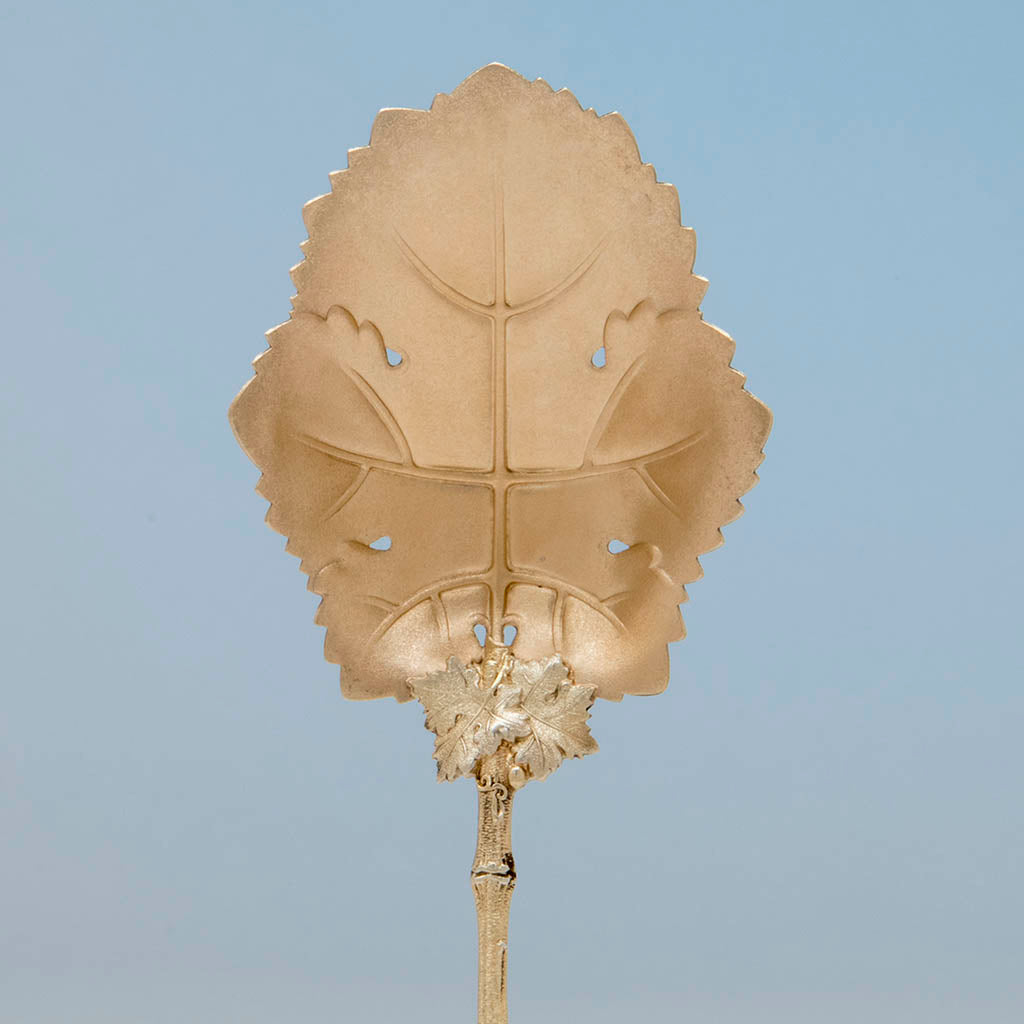 Bowl of Gorham Antique Sterling Silver Figural Nut Serving Spoon, Providence, RI, c. 1870&#39;s