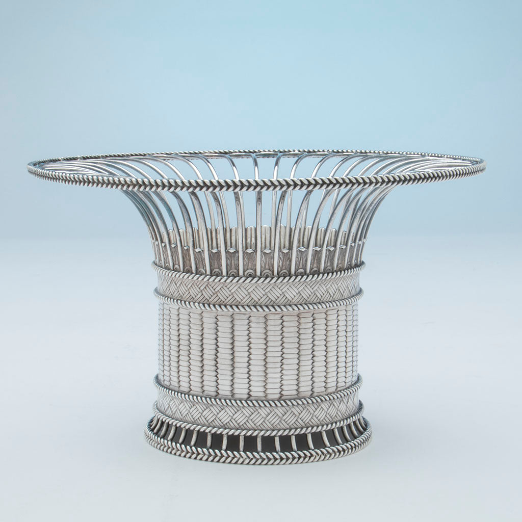Side view of Paul Storr Pair of George IV Sterling Silver Fruit Baskets, London, 1823/24