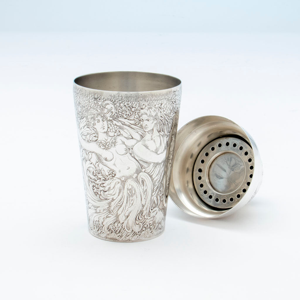 Parts to Tiffany and Co Antique Sterling Silver Exotic Cocktail Shaker, NYC, NY, c. 1888