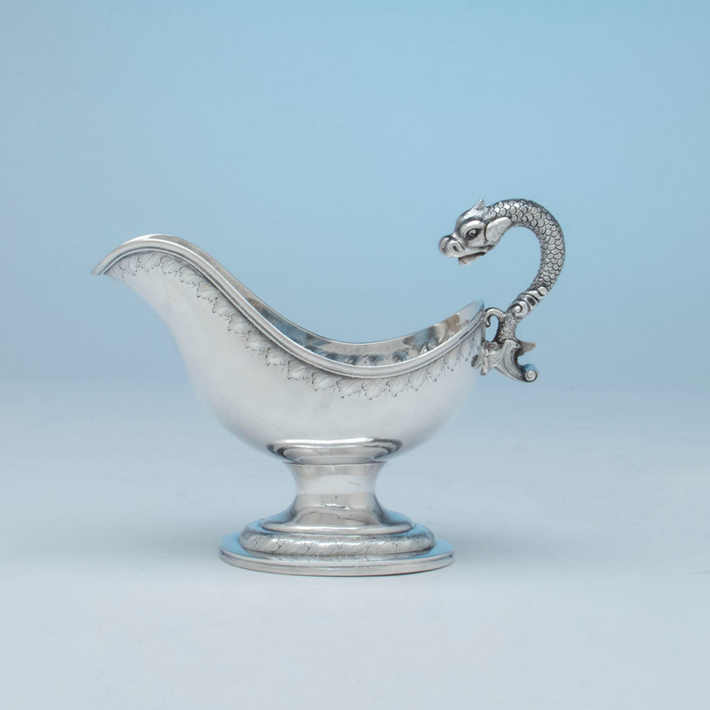 Side of Obadiah Rich(attr.) Jones, Ball &amp; Poor Coin Silver Figural Gravy Boat, Boston, MA, 1848-51