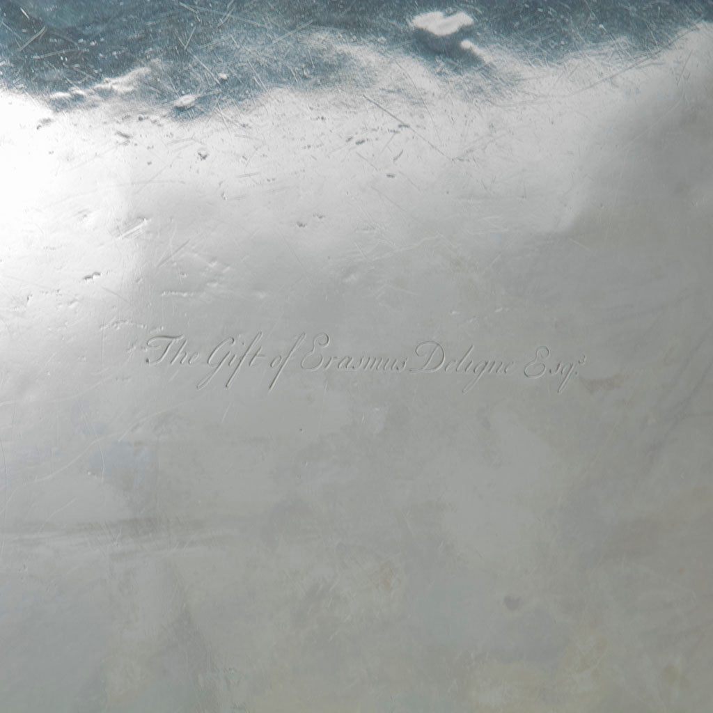 Inscription on Joseph Sanders George II Antique Sterling Silver Tray London, 1739/40