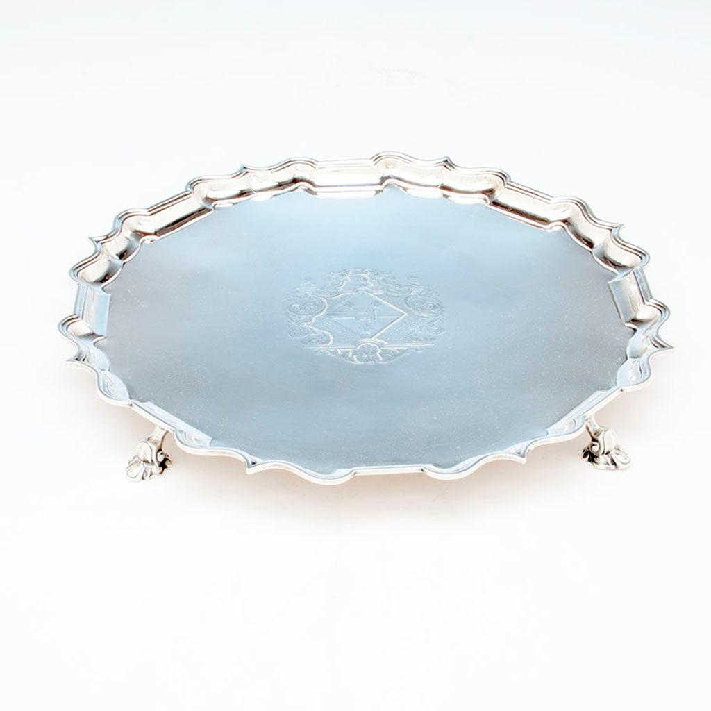 Top of Joseph Sanders George II Antique Sterling Silver Tray London, 1739/40