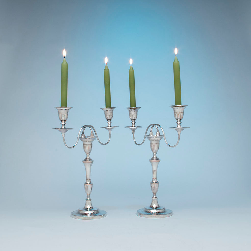 Antique Sheffield Silver Plate Pair of Candelabra, Sheffield, England, c. 1870-1800