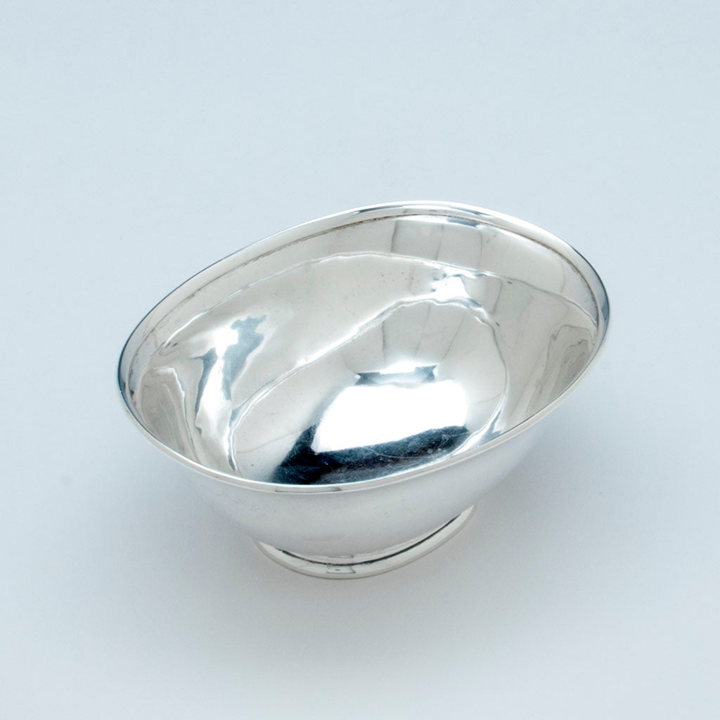 Interior of Stone Associates Sterling Silver Arts &amp; Crafts Oval Small Bowl, Gardner, MA, c. 1940