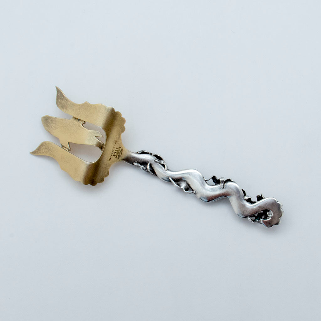 Back of Shiebler Antique Sterling Nautical Sardine Serving Fork, NYC, NY, c. 1880s