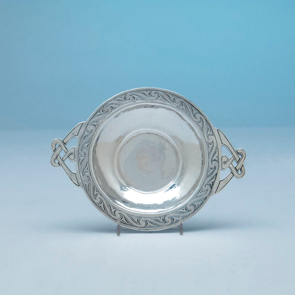 Adolphe Kunkler Sterling Arts and Crafts Dish, Boston, MA, 1903
