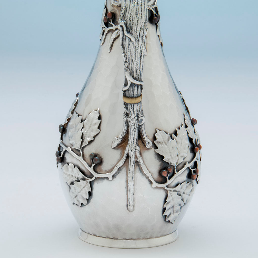 Back of Whiting Sterling and Mixed Metals After-dinner Coffee Pot on Stand, NYC, c. 1880