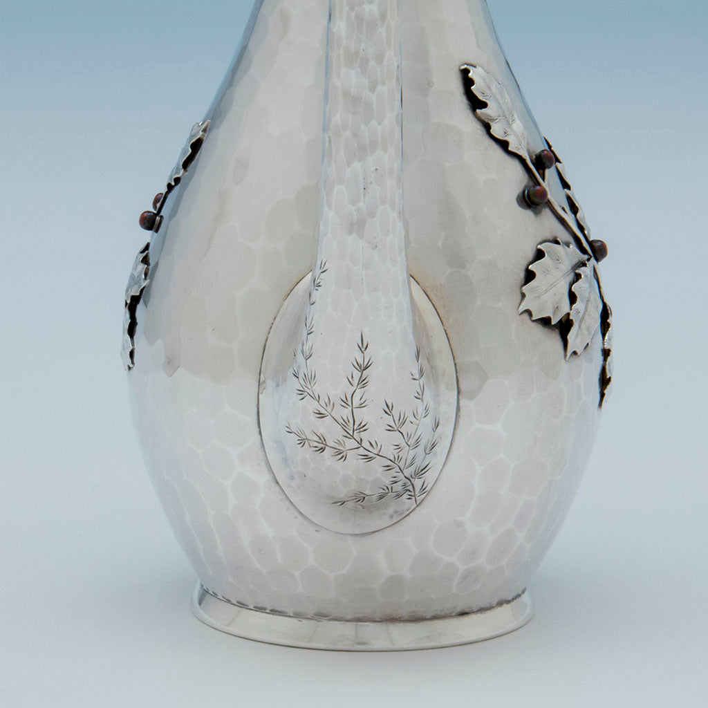 Hamd-engraving on Whiting Sterling and Mixed Metals After-dinner Coffee Pot on Stand, NYC, c. 1880