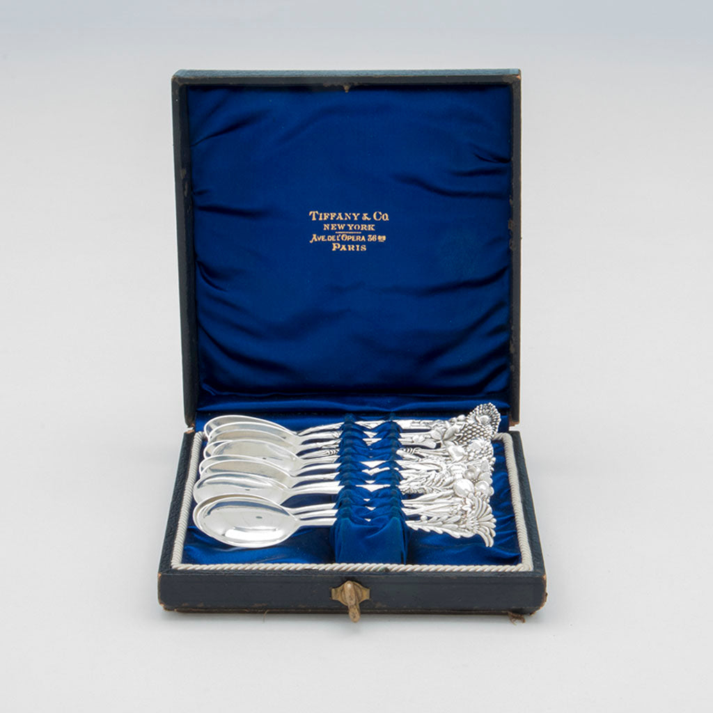 Tiffany & Co. 'Floral' Antique Sterling Silver Demitasse Spoons - set of 12, NYC, c. 1890
