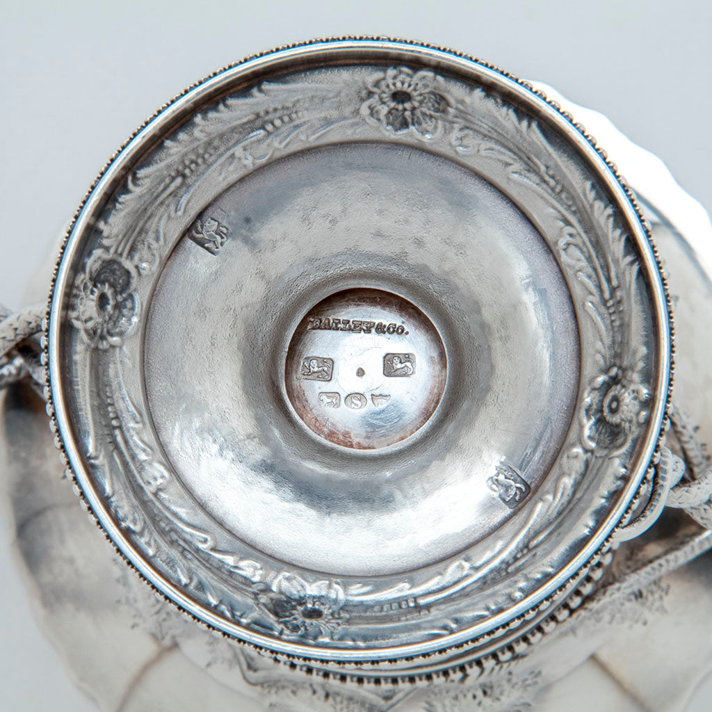 Bailey and Co. Antique Sterling Silver Repousse Landscape Snake-handled Vase, Philadelphia, PA, c. 1860