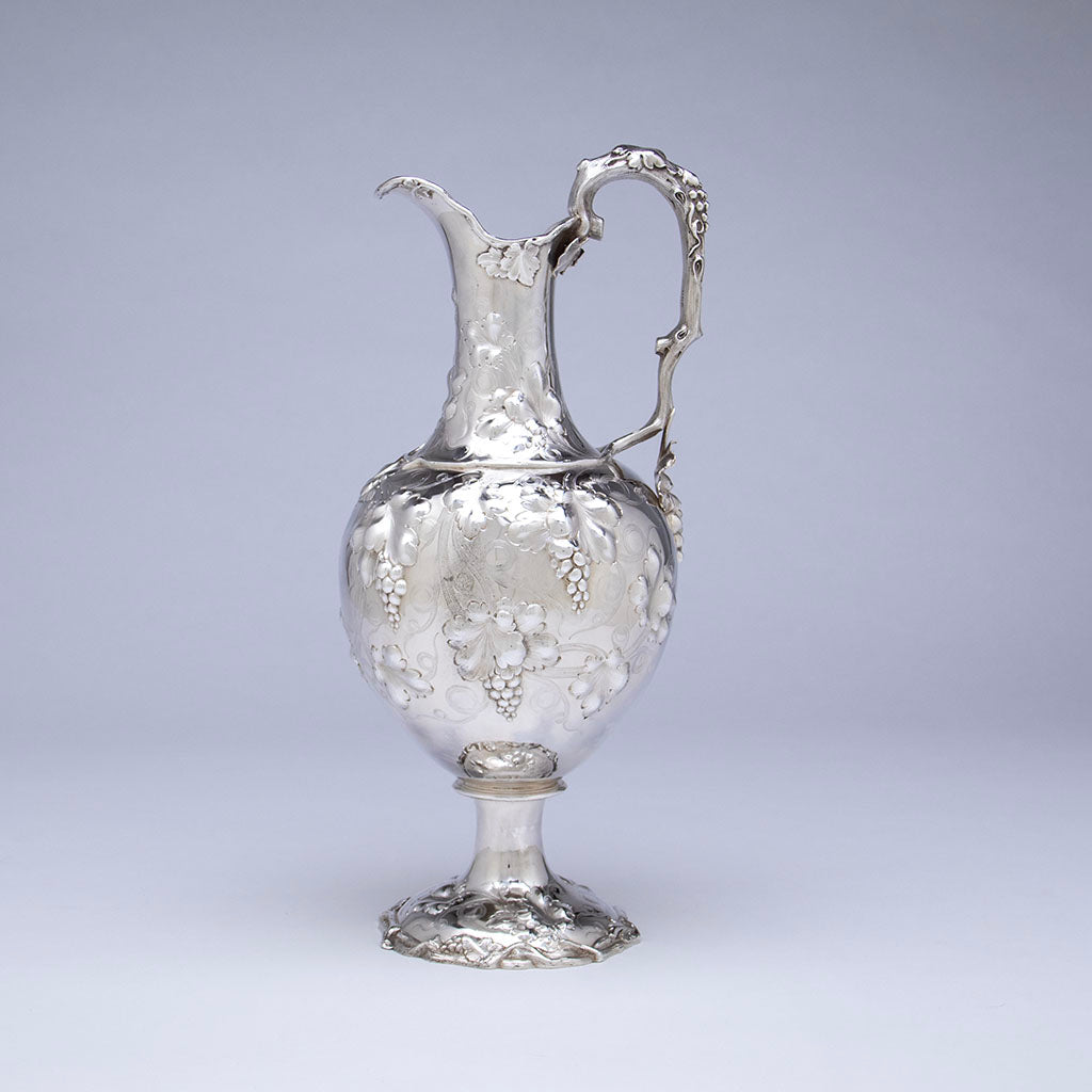John C. Moore Antique Coin Silver Ewer, NYC, NY, c. 1850