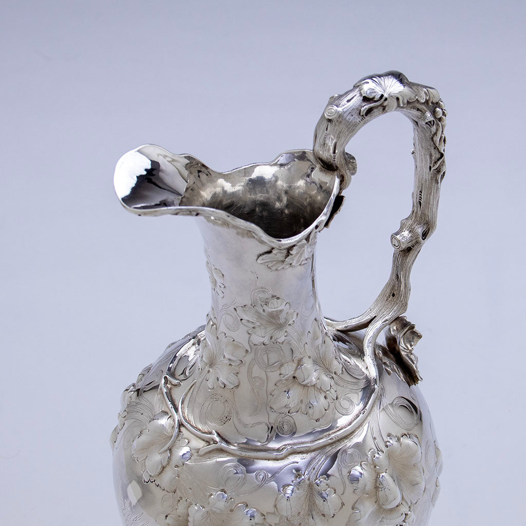Neck of John C. Moore Antique Coin Silver Ewer, NYC, NY, c. 1850