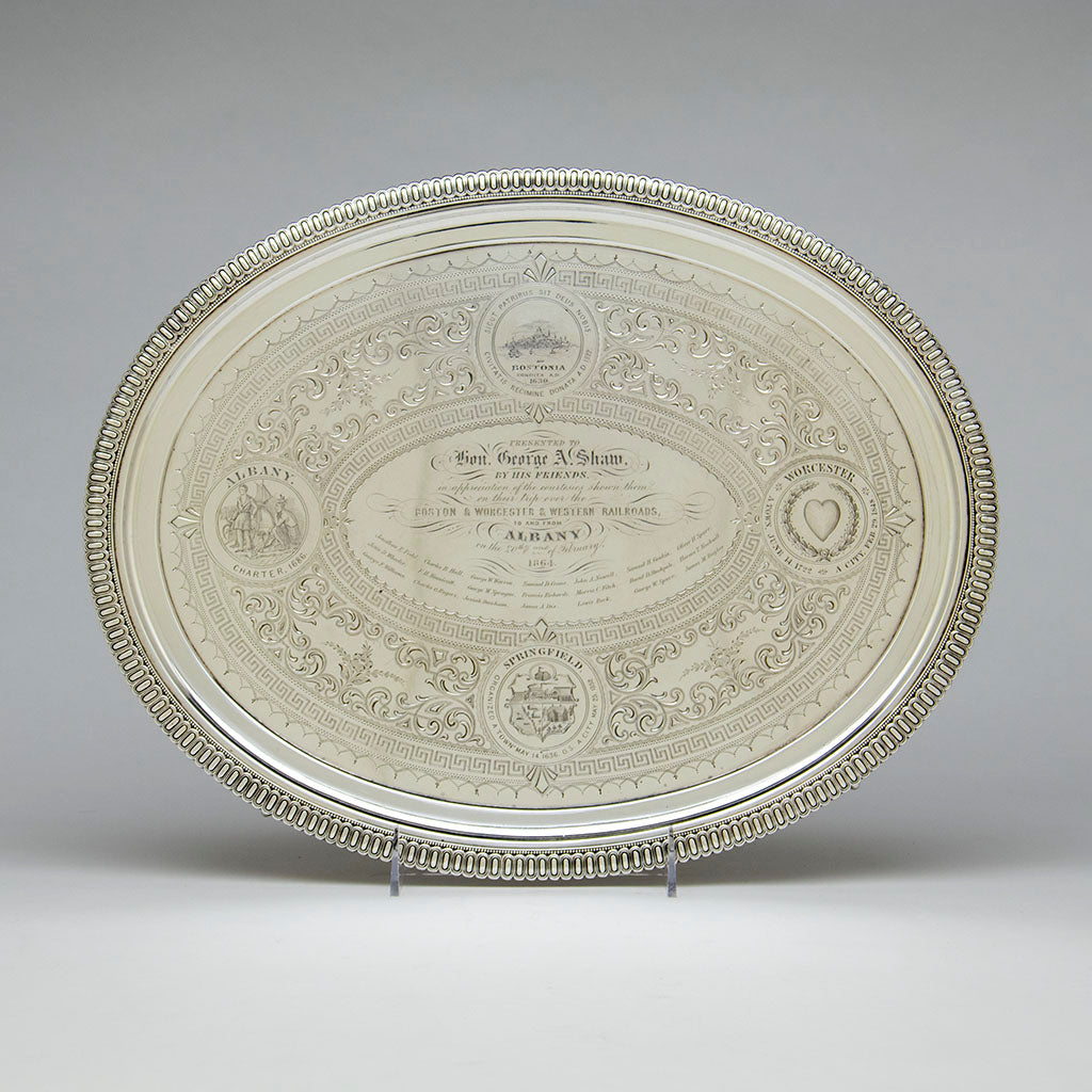 Bigelow Brothers & Kennard Sterling Railroad Presentation Tray, Boston, MA, 1864