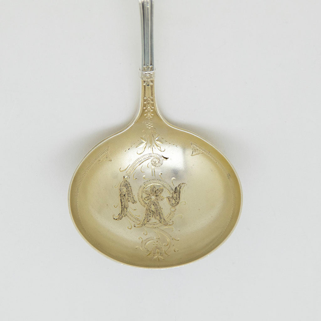 Bowl to Whiting &#39;Arabesque&#39; Pattern Antique Sterling Silver Gravy Ladle , NYC, NY, c. 1875