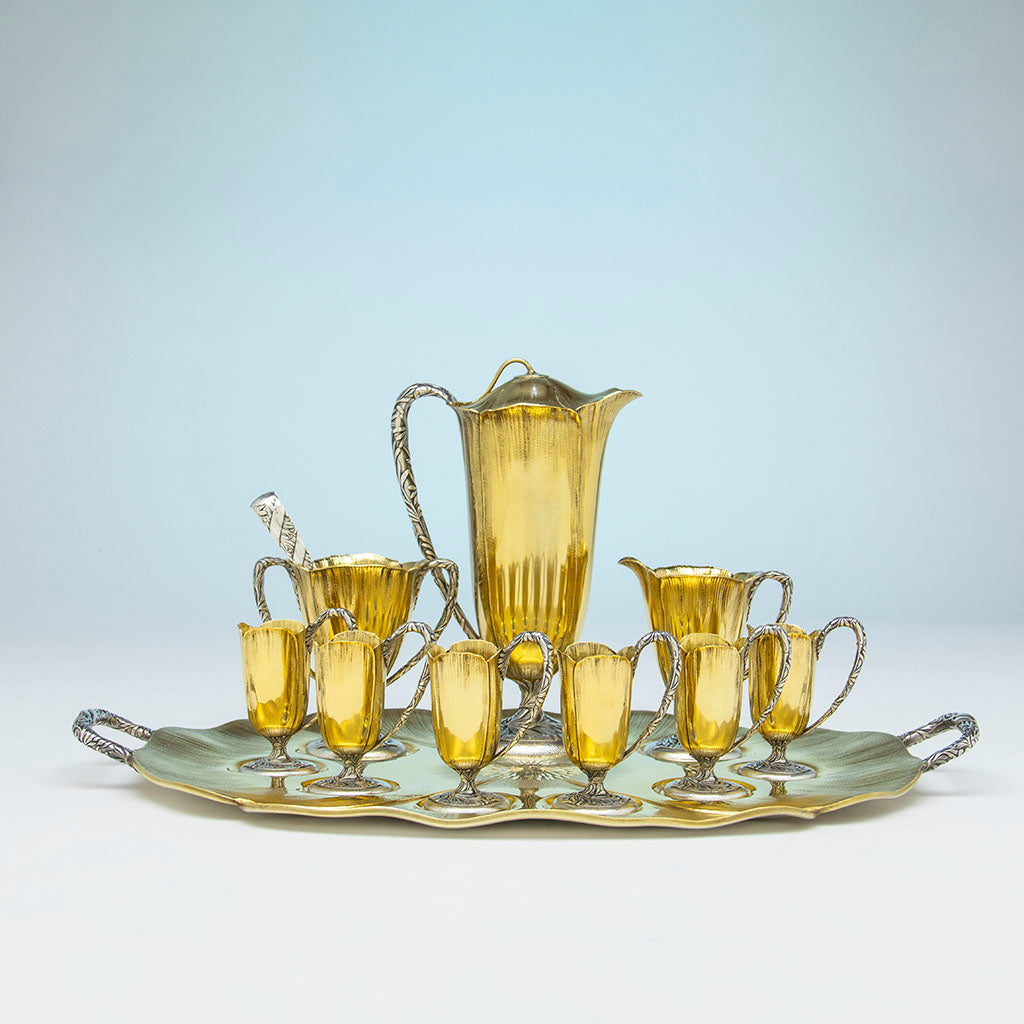 Gorham Antique Sterling Silver 'Anoakia' 'Poppy' Chocolate Service, Providence, RI, 1915