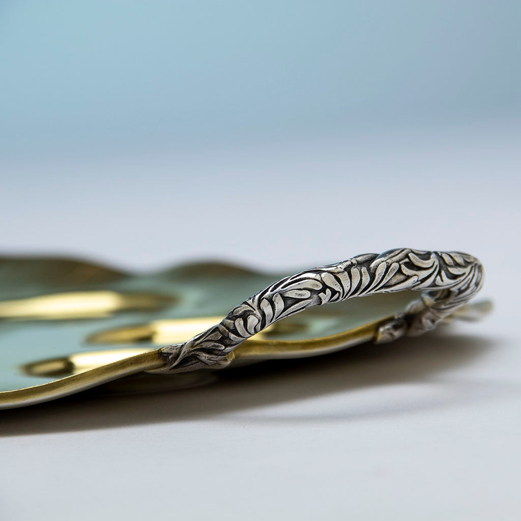 Tray handle of Gorham Antique Sterling Silver &#39;Anoakia&#39; &#39;Poppy&#39; Chocolate Service, Providence, RI, 1915