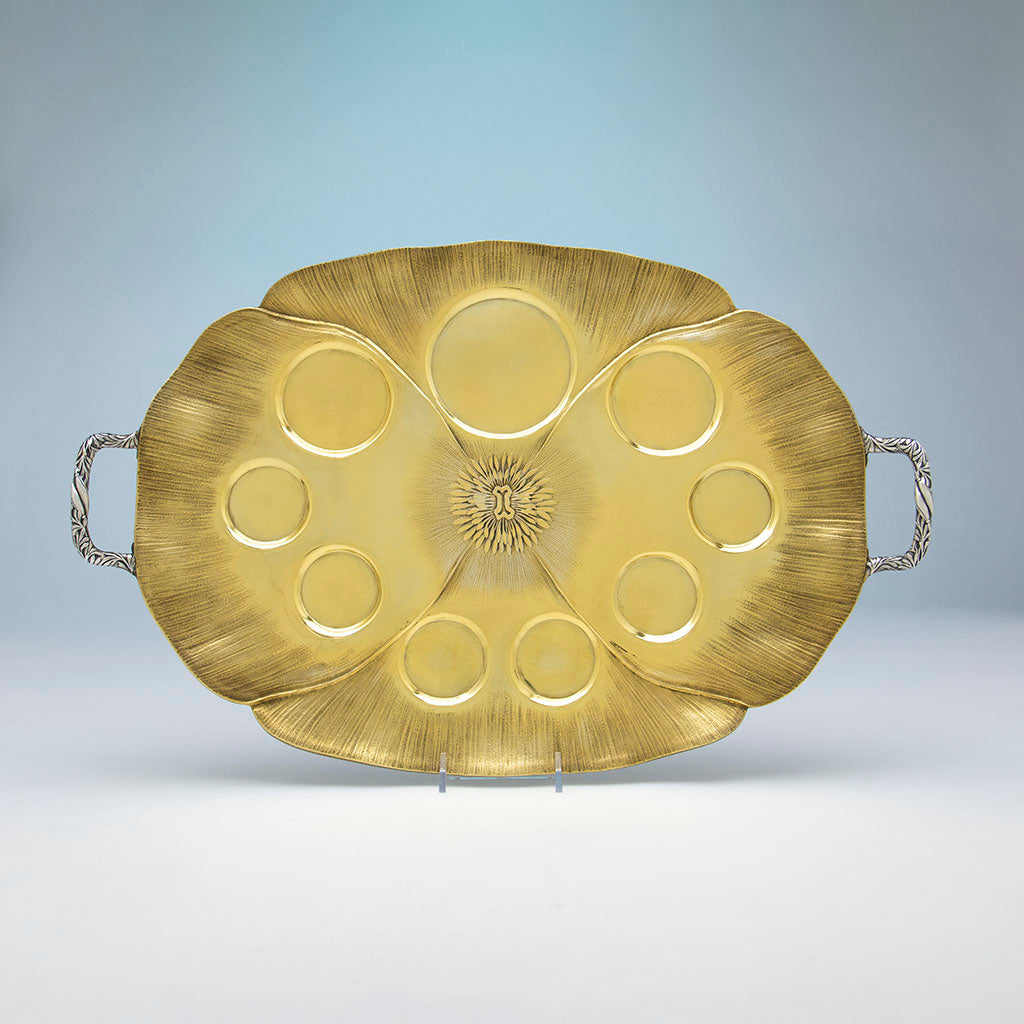 Tray to Gorham Antique Sterling Silver &#39;Anoakia&#39; &#39;Poppy&#39; Chocolate Service, Providence, RI, 1915