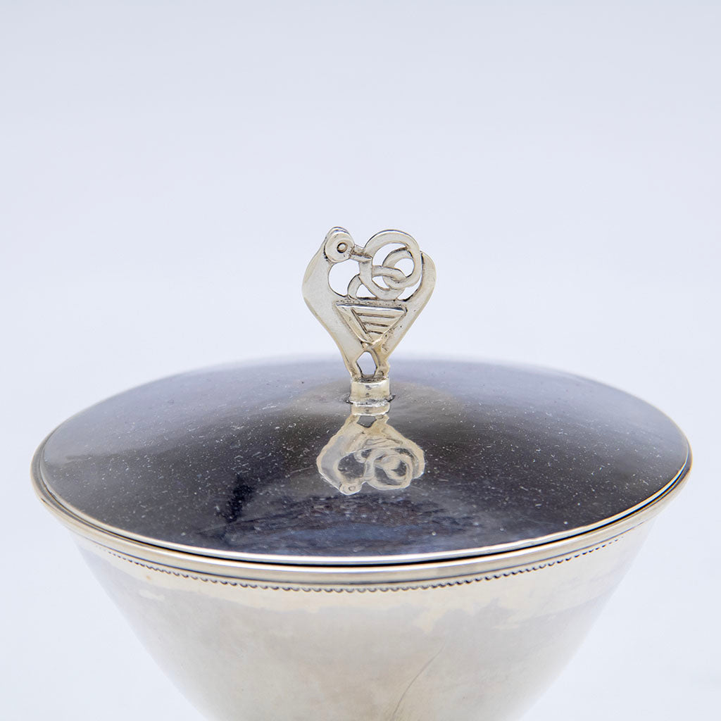 Finial on Arthur Nevill Kirk / Eliel Saarinen (attr) Sterling Silver Covered Cup, Cranbrook, MI, 1932