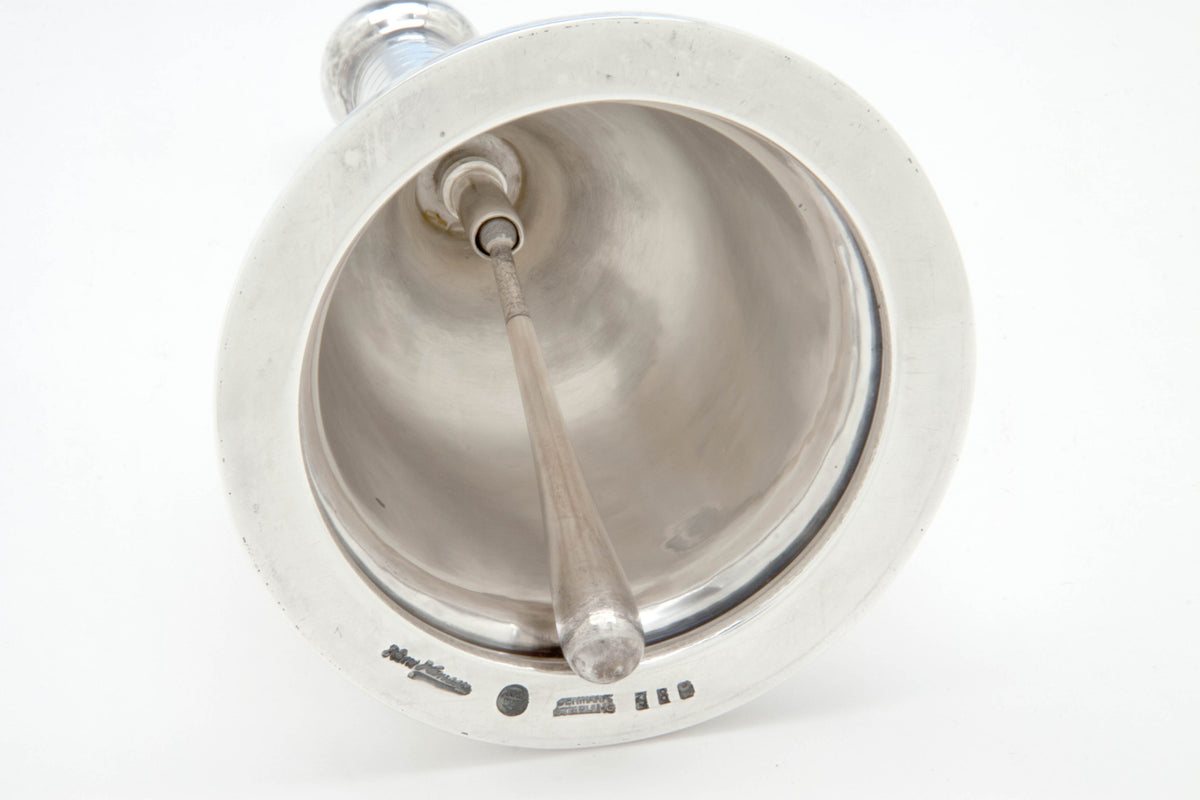 Marks on Karl Gustav Hansen for Hans Hansen Danish Arts &amp; Crafts Sterling Silver Table Bell, Kolding - 1950