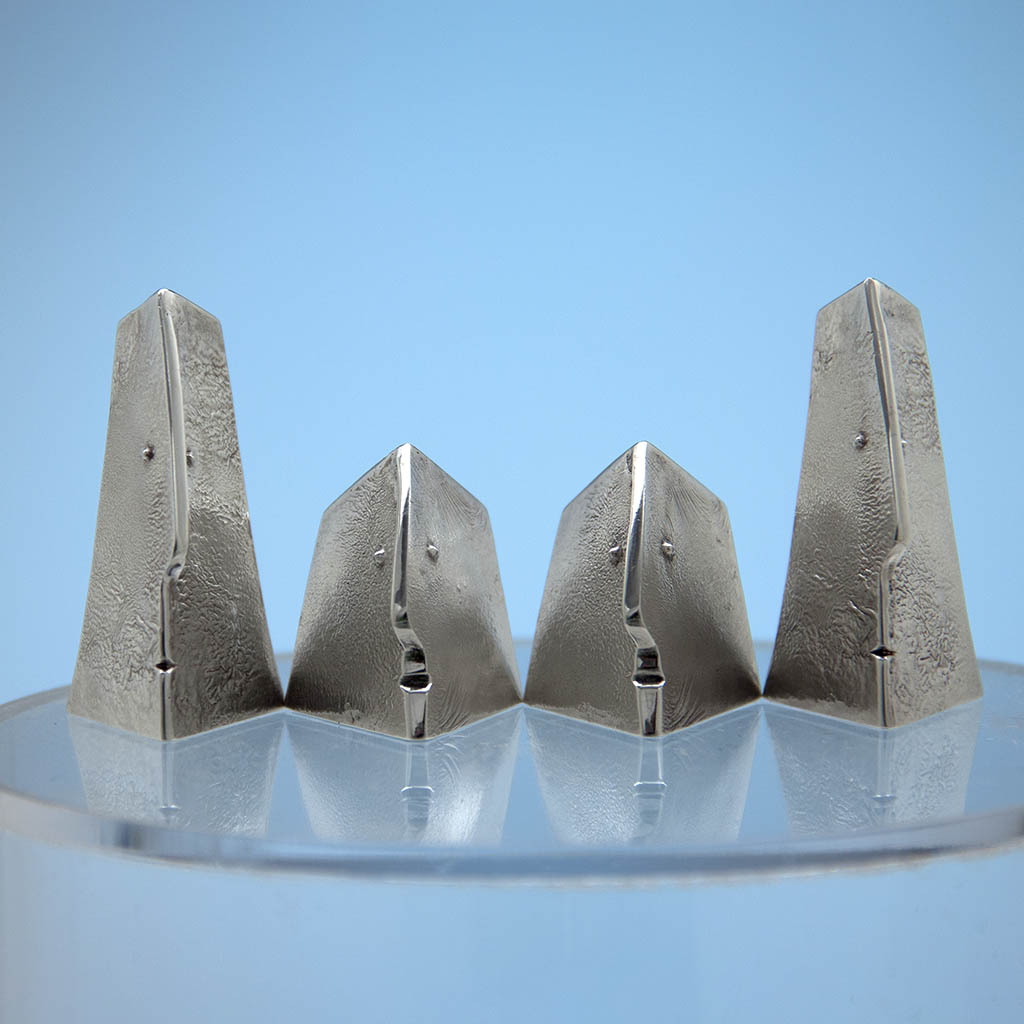 Unusual Two Pair of Modern English Sterling Silver Figural Salt and Pepper Shakers, Iain David Young, London - 1991