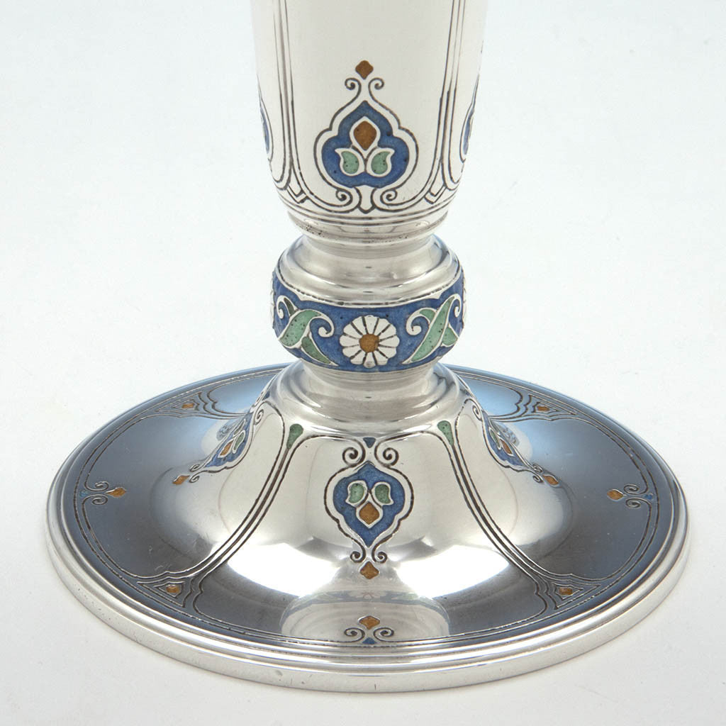 Base detail Tiffany &amp; Co Sterling and Enamel Art Deco Vase, New York, c. 1920&#39;s