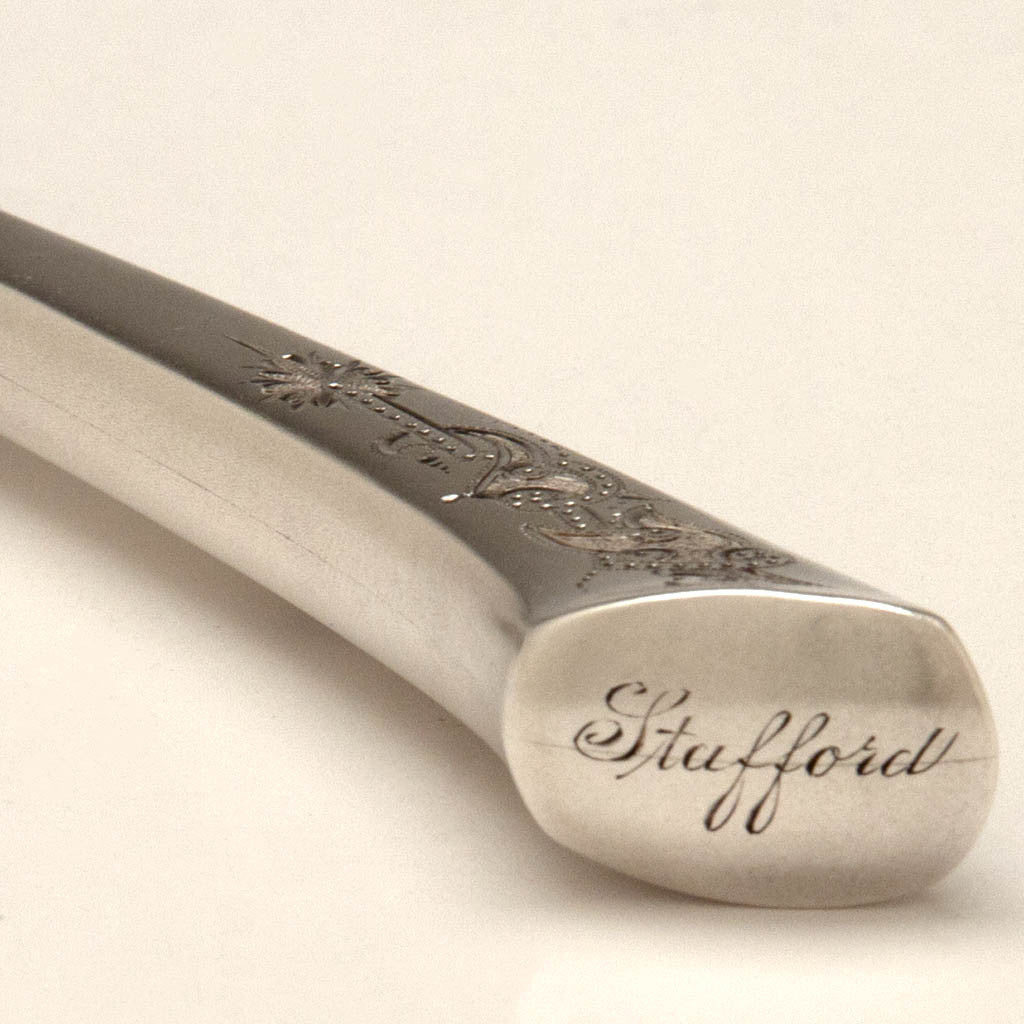 Engraved name on Gorham &#39;Angelo&#39; Pattern Antique Sterling Silver Cake Knife, Providence, RI, c. 1870