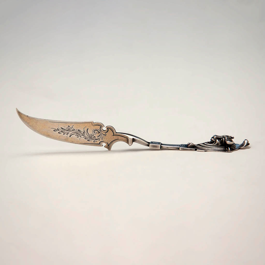 George Sharp Antique Sterling Steer-head Pickle Knife, Philadelphia, c. 1870