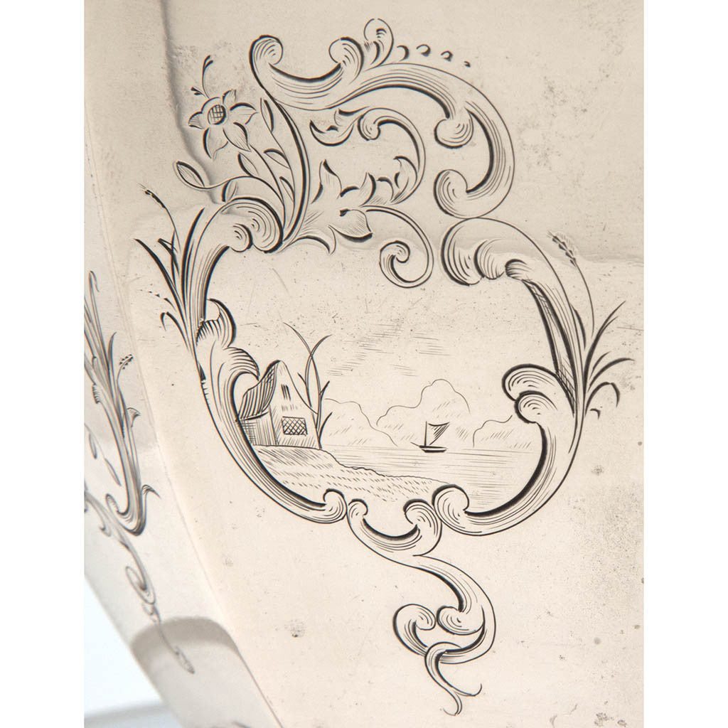 Obadiah Rich (attr.) 6-piece Antique Coin Silver Coffee and Tea Service, retailed by Lows, Ball &amp; Company, Boston, c. 1840, owned by Charles L. Wilson