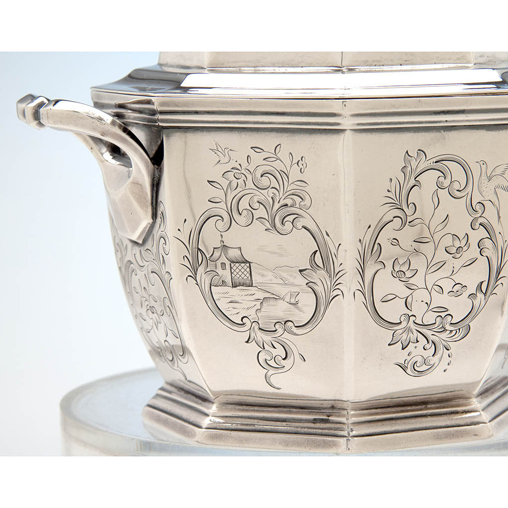 Obadiah Rich (attr.) 6-piece Antique Coin Silver Coffee and Tea Service, retailed by Lows, Ball &amp; Company, Boston, c. 1840, owned by Charles L. Wilson