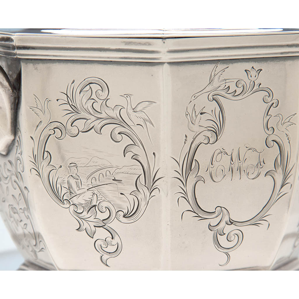 Obadiah Rich (attr.) 6-piece Antique Coin Silver Coffee and Tea Service, retailed by Lows, Ball &amp; Company, Boston, c. 1840, owned by Charles L. Wilson