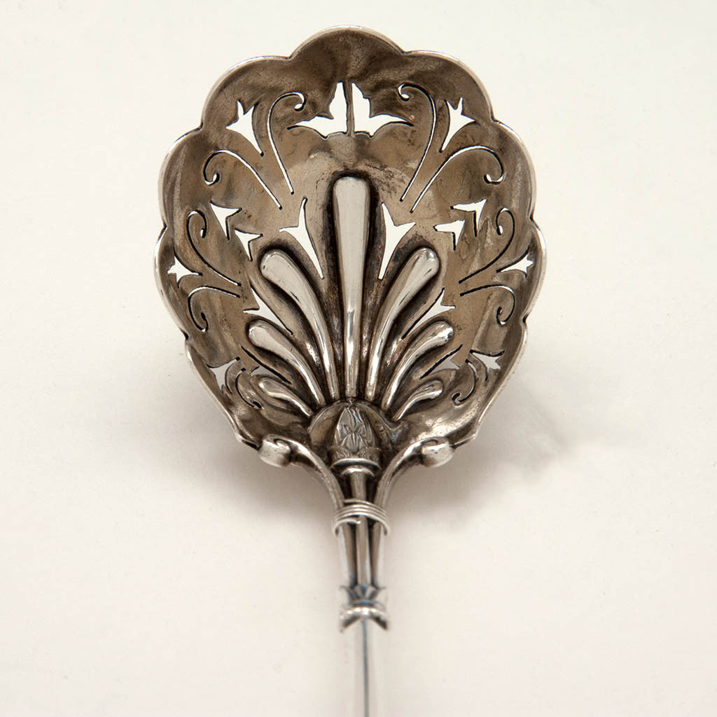 Bowl to Gorham &#39;Lotus&#39; Pattern Antique Sterling Pierced Ladle, Providence, RI, c. 1870
