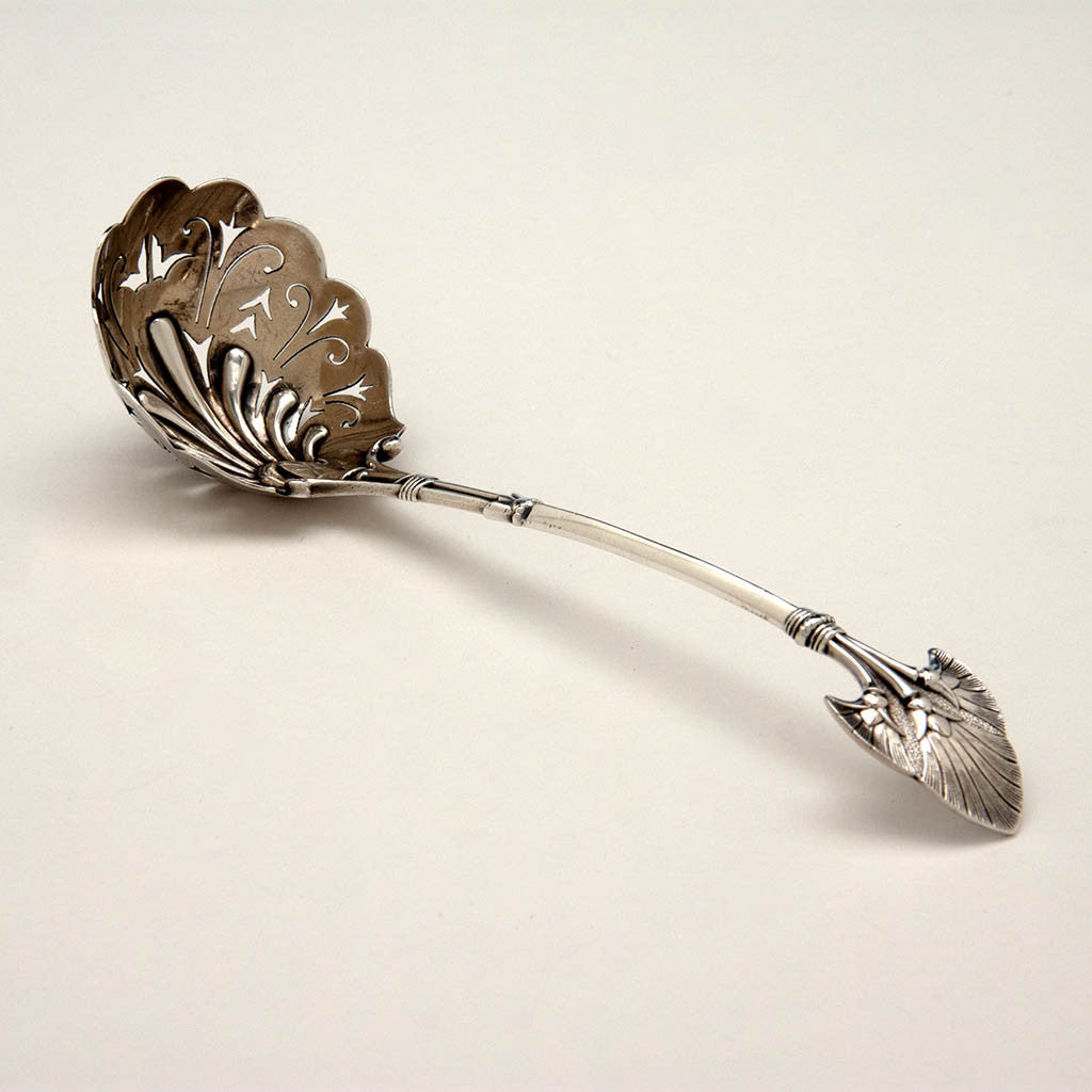 Gorham &#39;Lotus&#39; Pattern Antique Sterling Pierced Ladle, Providence, RI, c. 1870