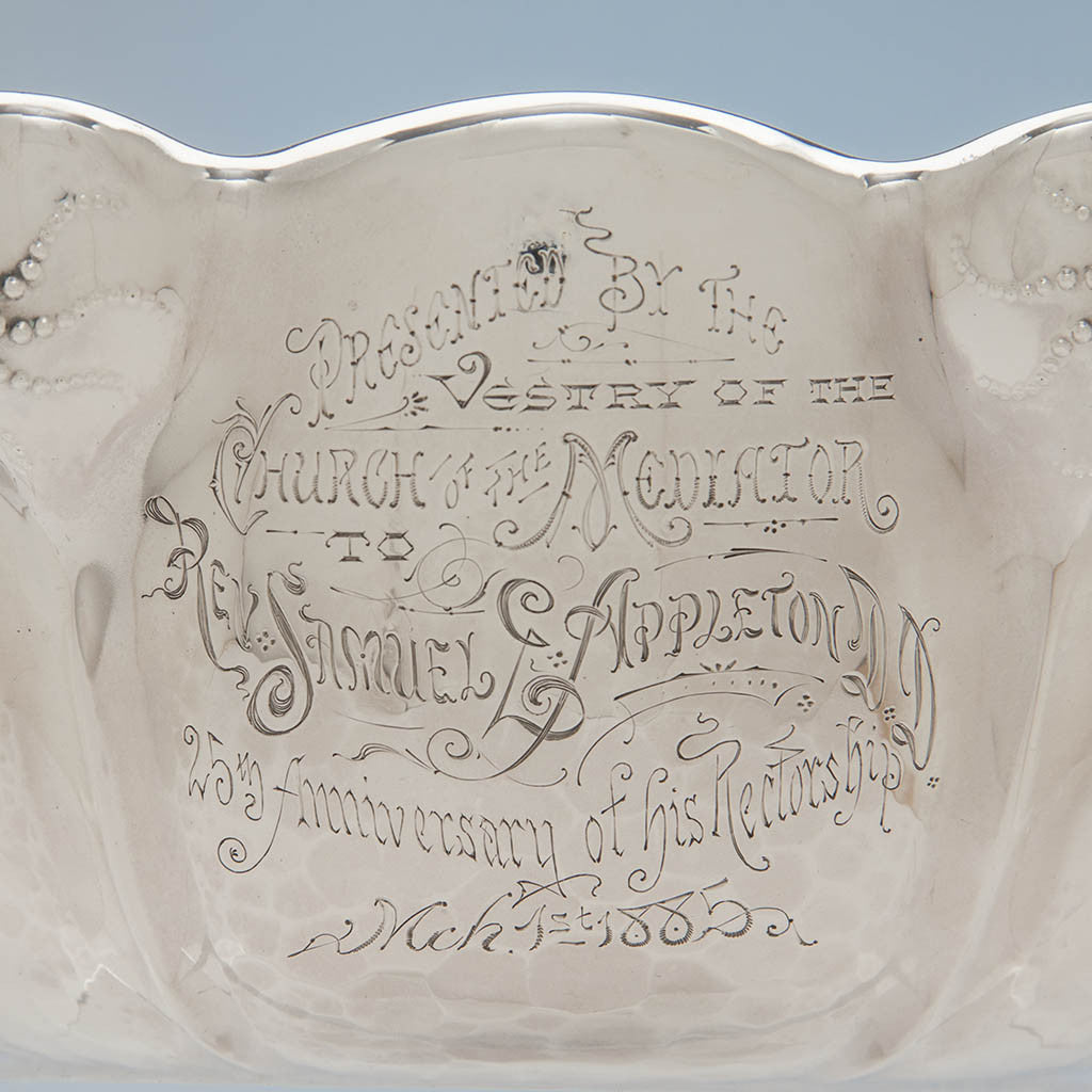 Presentation on Whiting Mfg. Co Antique Sterling Silver Presentation Bowl with Applied Crab - design attributed to Charles Osborne, New York City, 1885