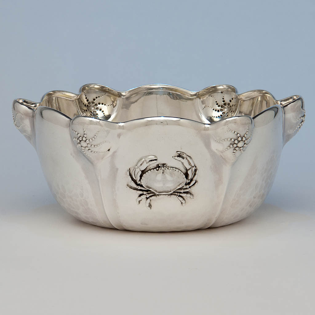 Whiting Mfg. Co Antique Sterling Silver Presentation Bowl with Applied Crab - design attributed to Charles Osborne, New York City, 1885