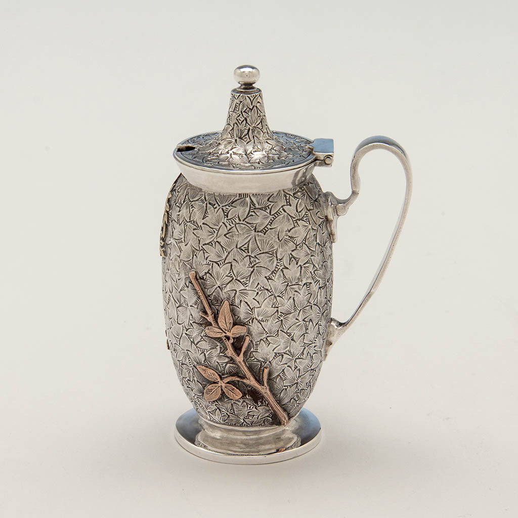 Reverse of Dominick &amp; Haff Antique Sterling &amp; Other Metals Mustard Pot, New York City, c. 1880