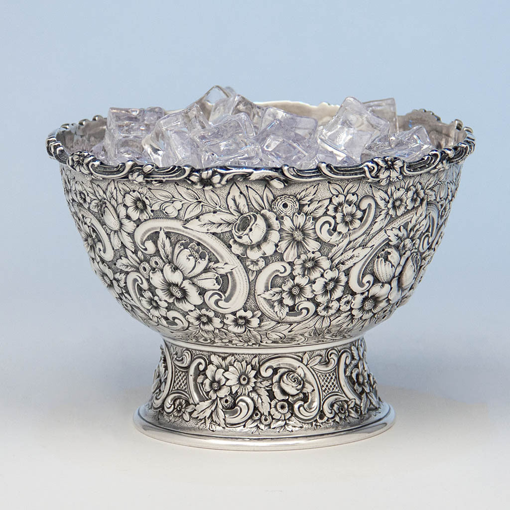 Tiffany & Co Antique Sterling Silver Repoussé Ice Bowl, New York City, c. 1880