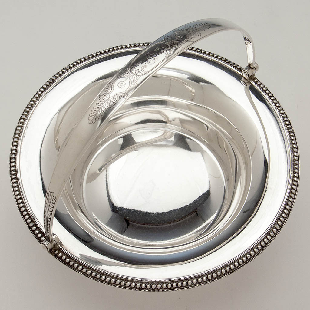 Interior of Harvey Lewis Antique Coin Silver Swing-handle Basket, Philadelphia, 1811-1828