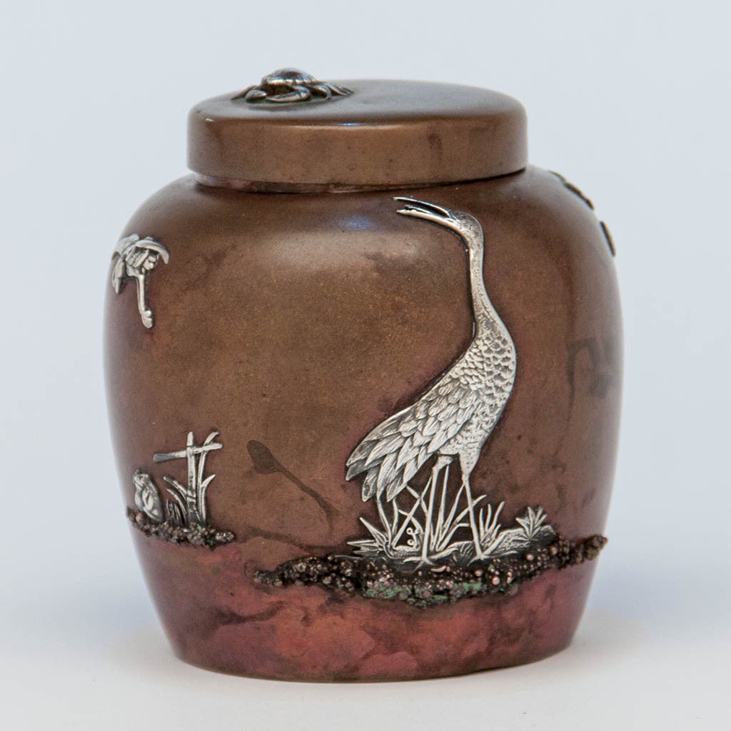 Gorham Antique Copper and Applied Silver Tea Caddy, Providence, RI, 1881