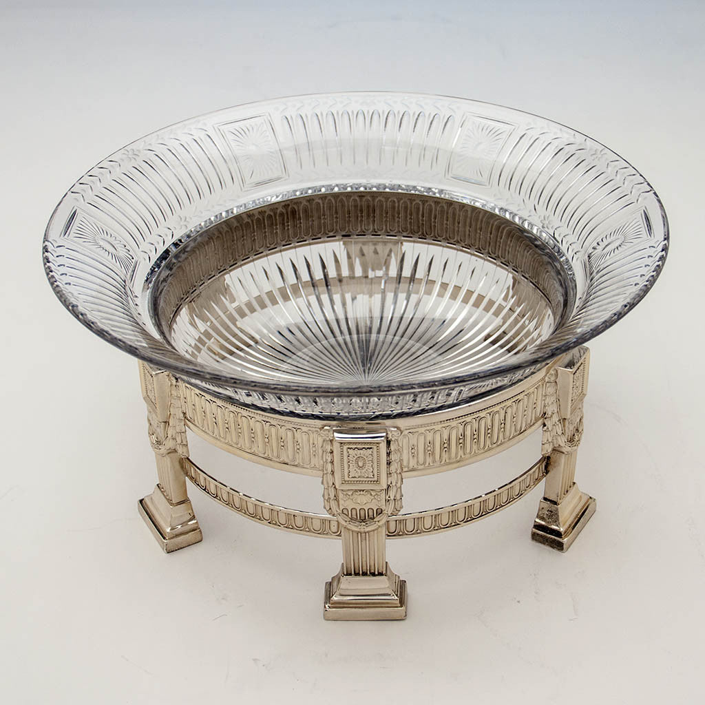 Centerpiece to Dominick &amp; Haff Antique Sterling Silver &amp; Glass Table Suite, New York City, c. 1900