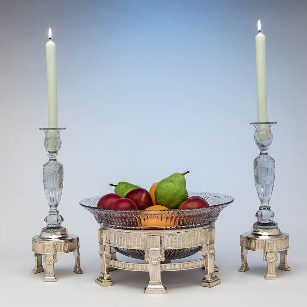 Dominick & Haff Antique Sterling Silver & Glass Table Suite, New York City, c. 1900