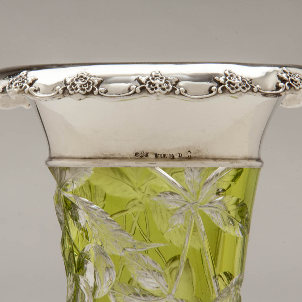 Marks on Gorham Antique Sterling Silver Mounted Glass Vase, Providence, RI, c. 1905