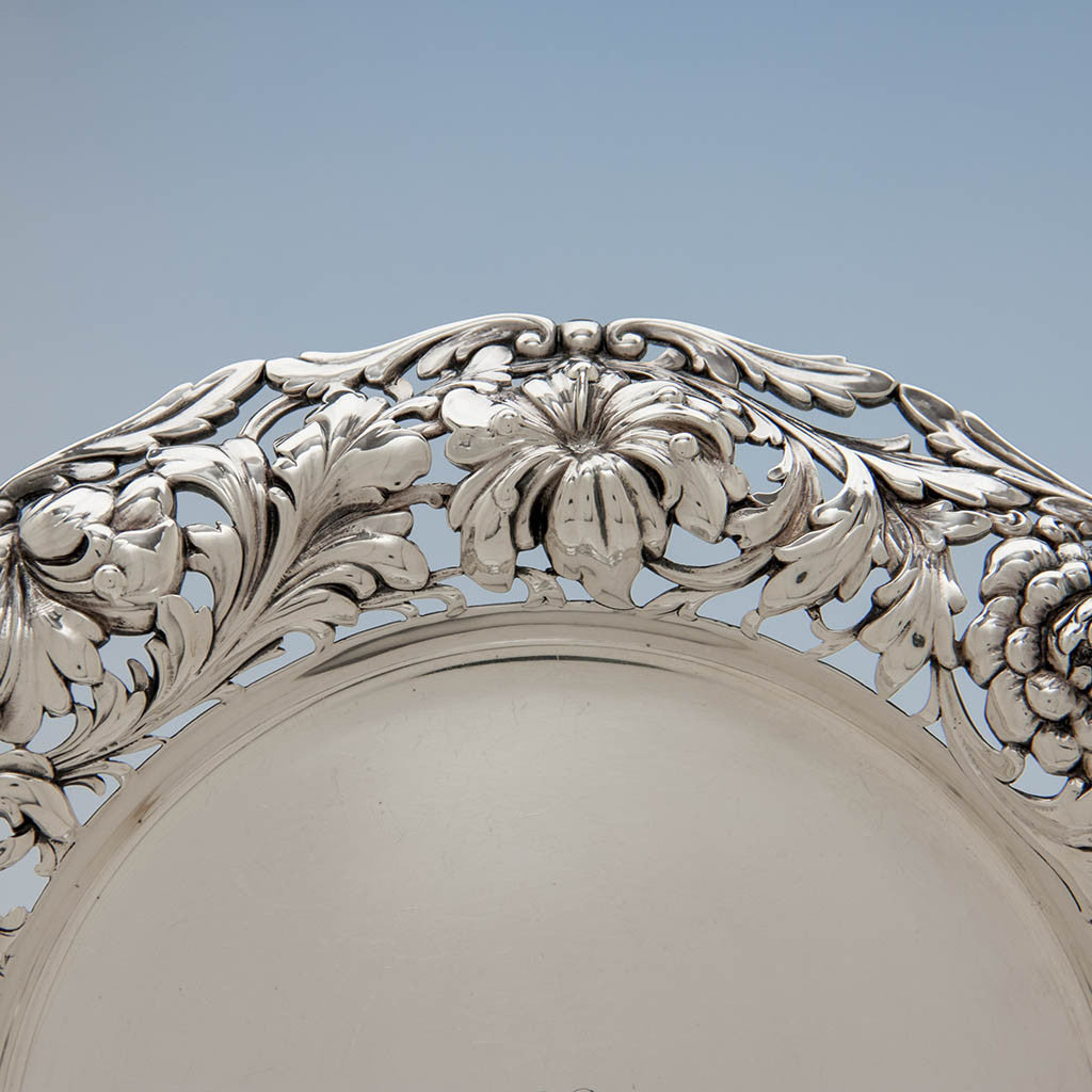 Detail of Tiffany &amp; Co Pr. of Antique Sterling Silver Bottle Coasters, New York City, c. 1910