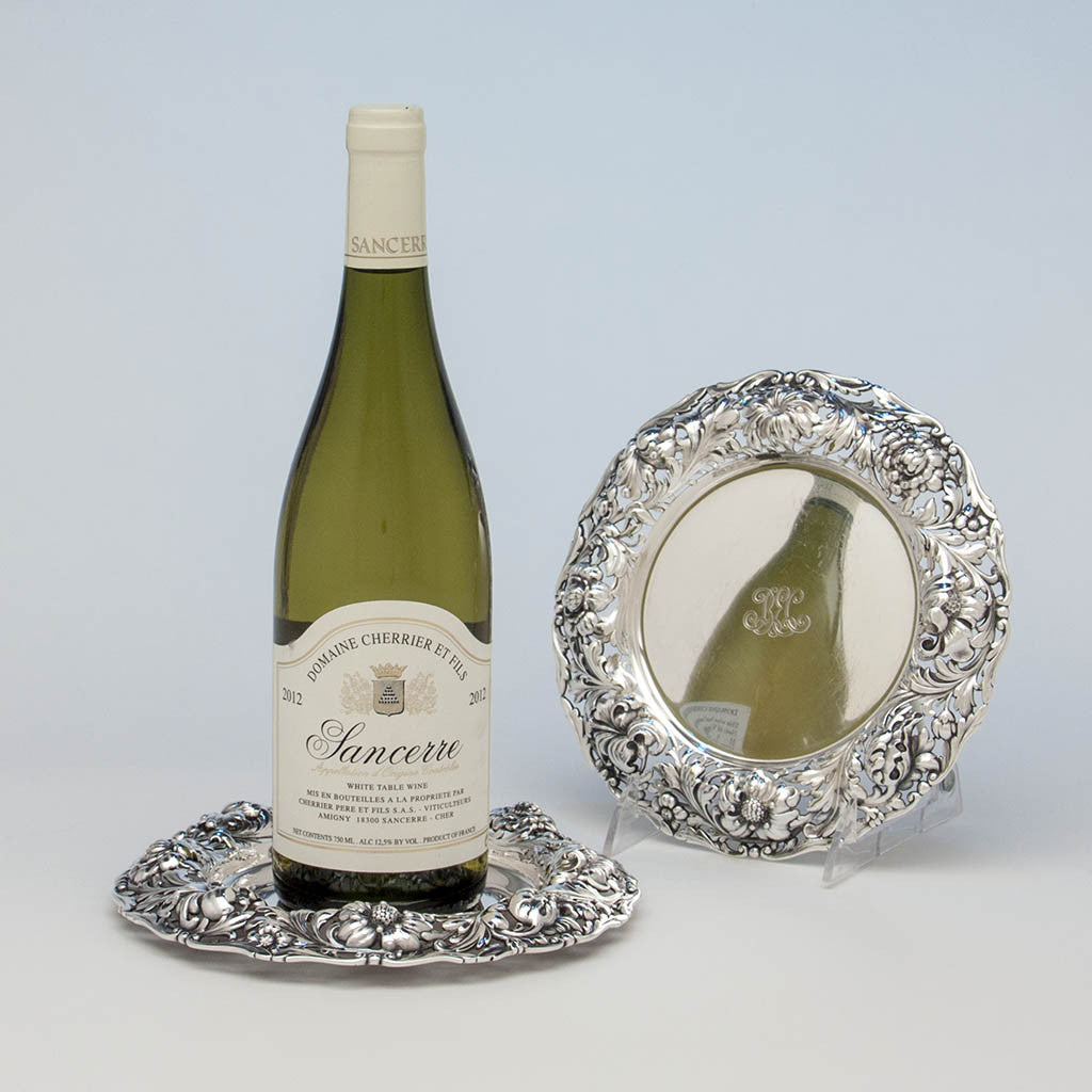 Tiffany &amp; Co Pr. of Antique Sterling Silver Bottle Coasters, New York City, c. 1910