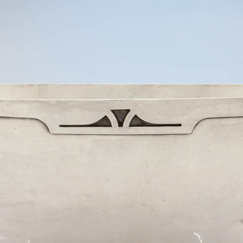 Decoration on The Kalo Shop Arts &amp; Crafts Sterling Silver Hand Wrought Decorated Large Punch Bowl, Chicago, IL, 1912-16