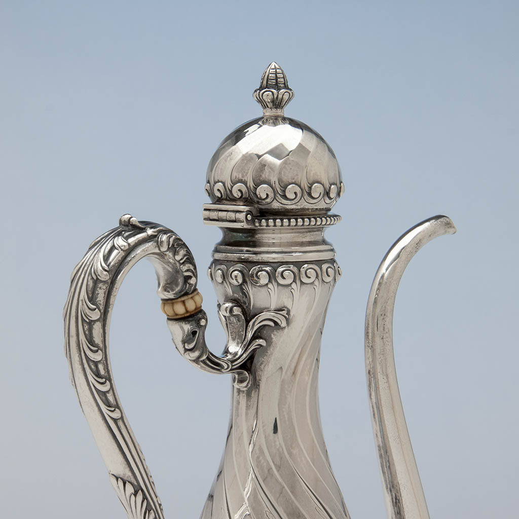 Top of Gorham Antique Sterling Silver &#39;Sample&#39; After-Dinner Coffee Pot, Providence, RI, 1896