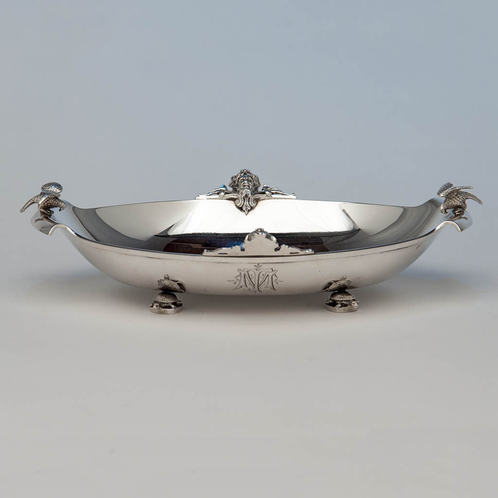 Gorham Antique Coin Silver Figural Serving Dish or 'Cake Basket', Providence, RI, c. 1867    - retailed by Tiffany & Co.