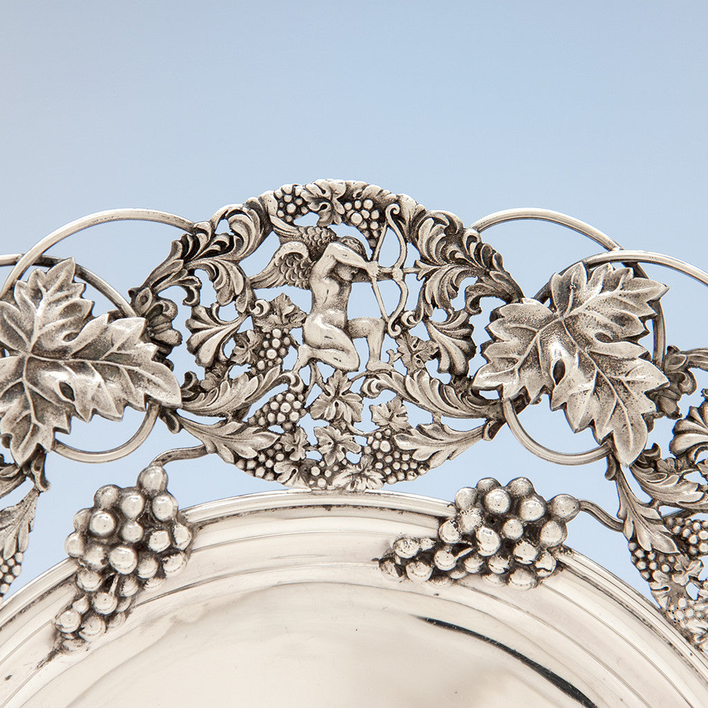 Detail of Theodore B. Starr Antique Sterling Silver Cupid Serving Plate, New York City, c. 1900