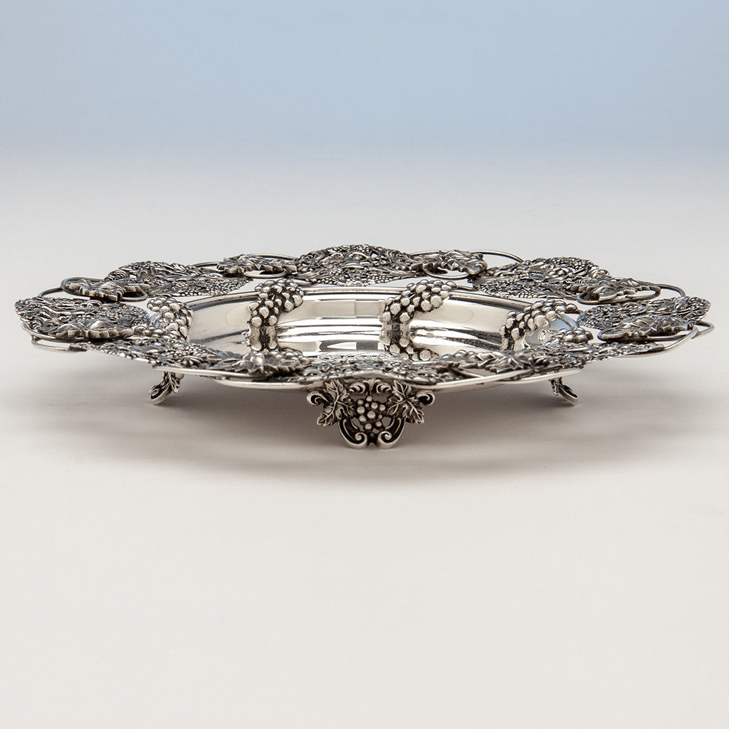 Feet on Theodore B. Starr Antique Sterling Silver Cupid Serving Plate, New York City, c. 1900