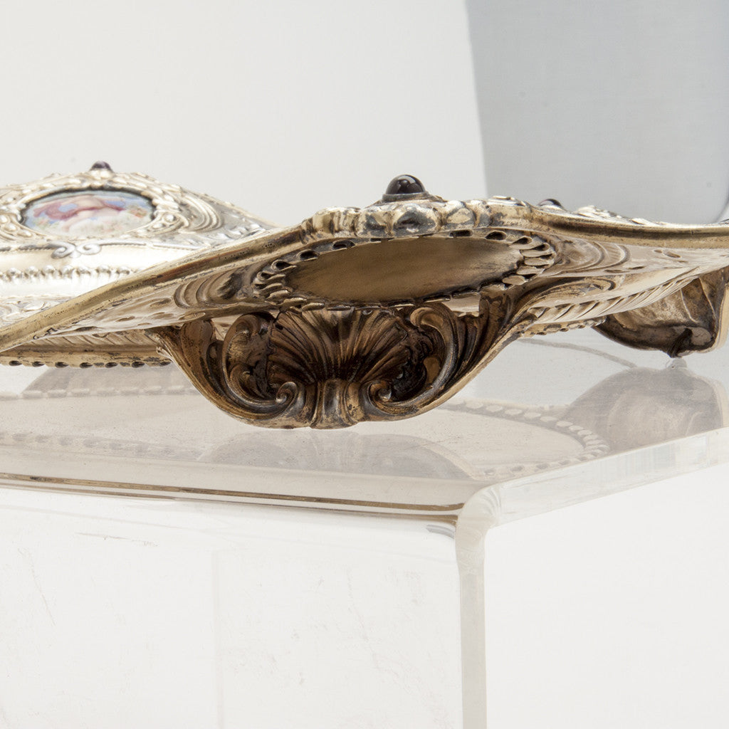 Gorham - The Dancers: Parcel-Gilt, Enameled and Semiprecious Stone Set Antique Sterling Silver Tray, design attributed to William C. Codman, executed for the 1893 World&#39;s Columbian Exposition in Chicago, Providence and New York City, c. 1893